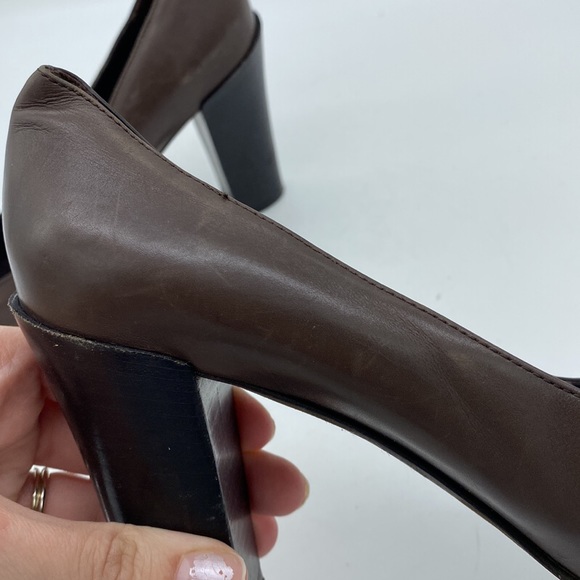 Michael Kors Slip On Heels Loafers Brown Leather Womens Size 6.5 - Picture 8 of 16